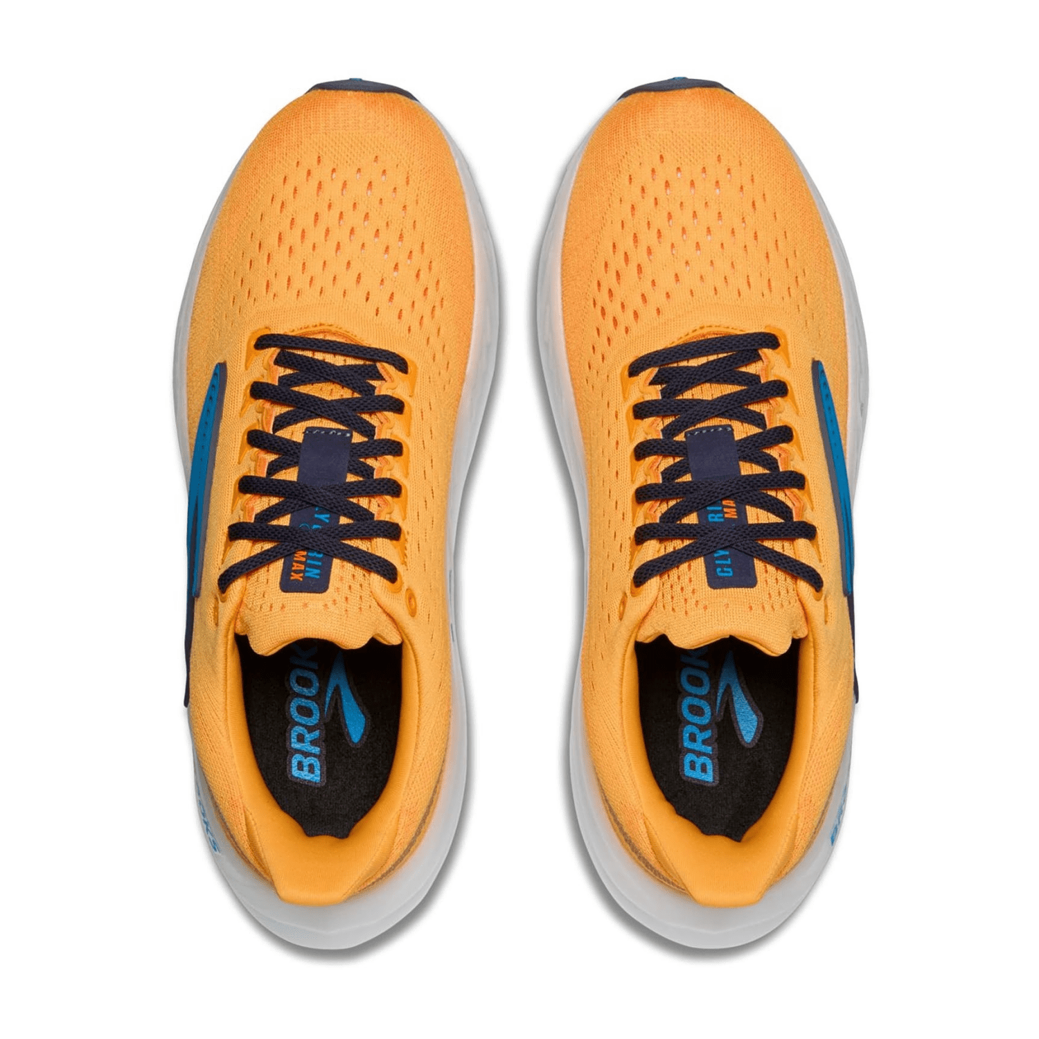 Brooks Glycerin Max Men's Sneaker in Blazing Orange, Blue & White with Technical Mesh Upper and Lace-Up Closure
