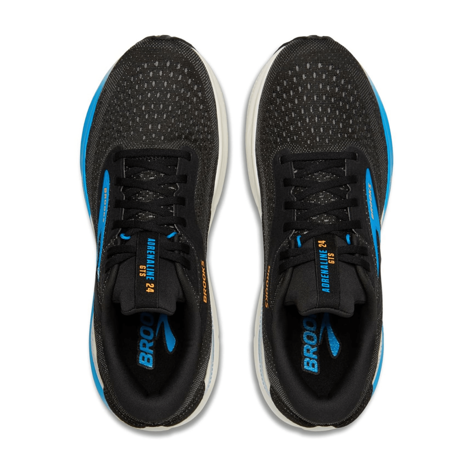 Brooks Adrenaline GTS 24 Men's Running Shoes in Black/Ebony/Cloisonne, Synthetic Upper with Rubber Sole