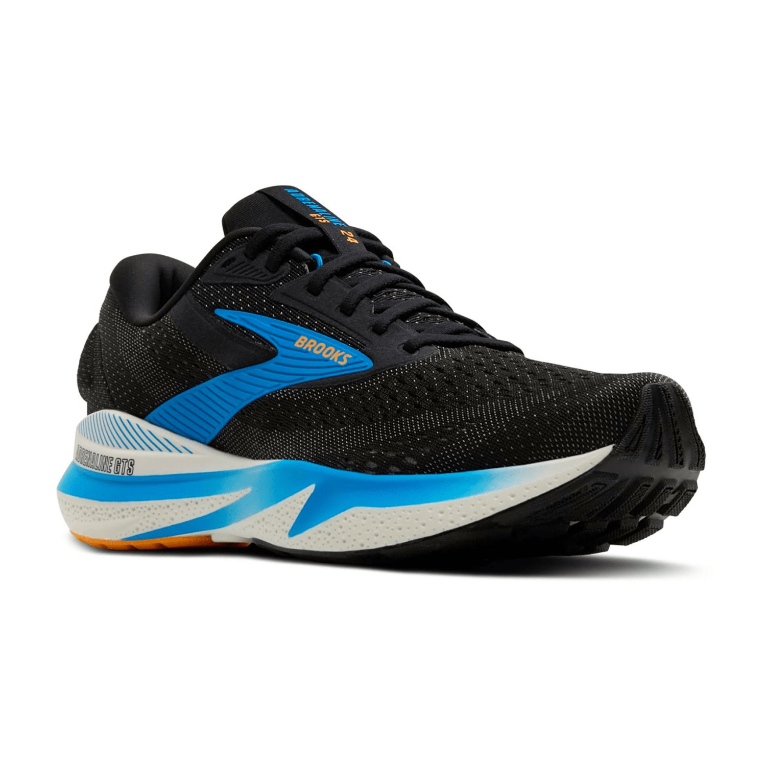 Brooks Adrenaline GTS 24 Men's Running Shoes in Black/Ebony/Cloisonne, Synthetic Upper with Rubber Sole