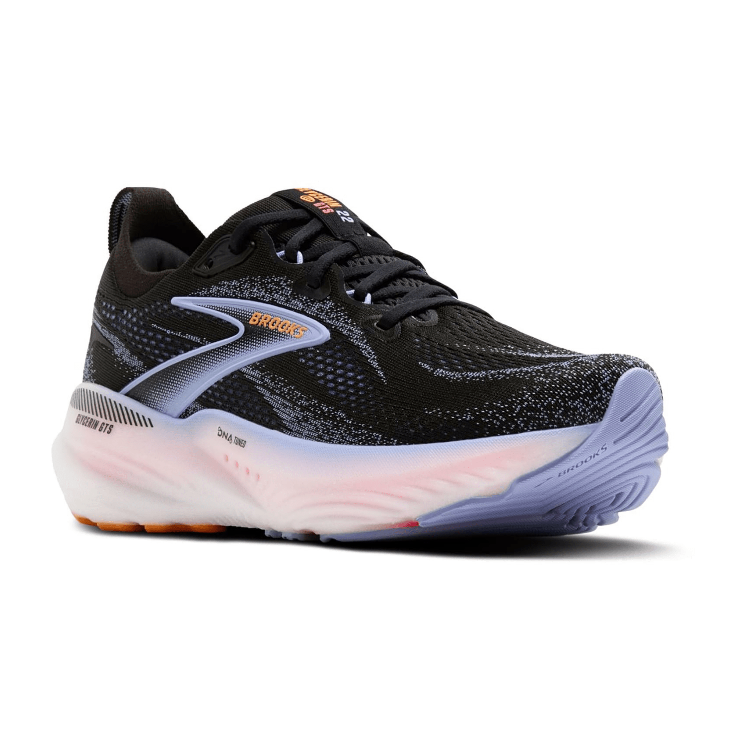 Brooks Glycerin GTS 22 Women's Running Shoes - Black, Blue Heron, Orange Synthetic