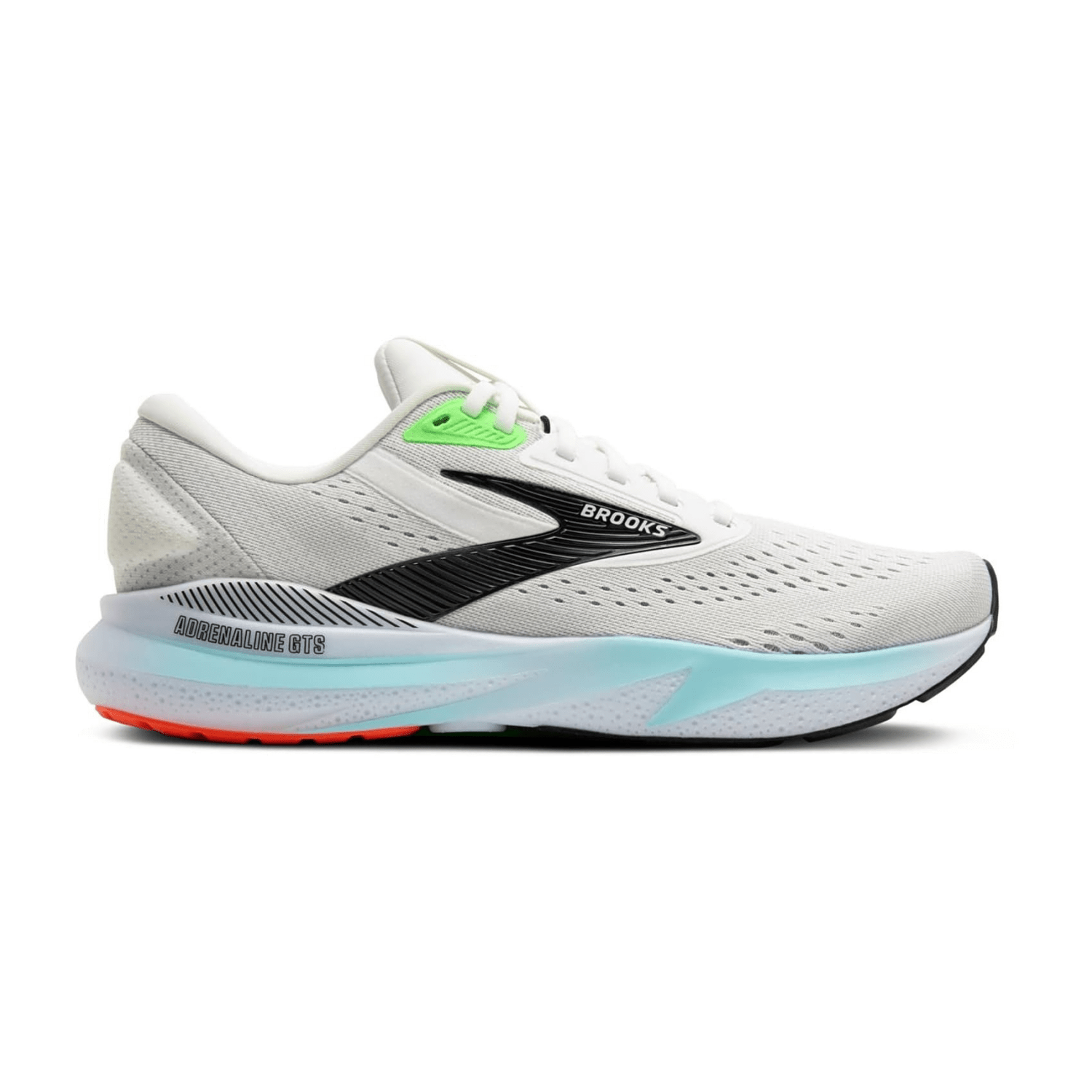 Brooks Adrenaline GTS 24 Men's Running Shoes, Lace-Up, White/Gecko/Atomizer, Synthetic