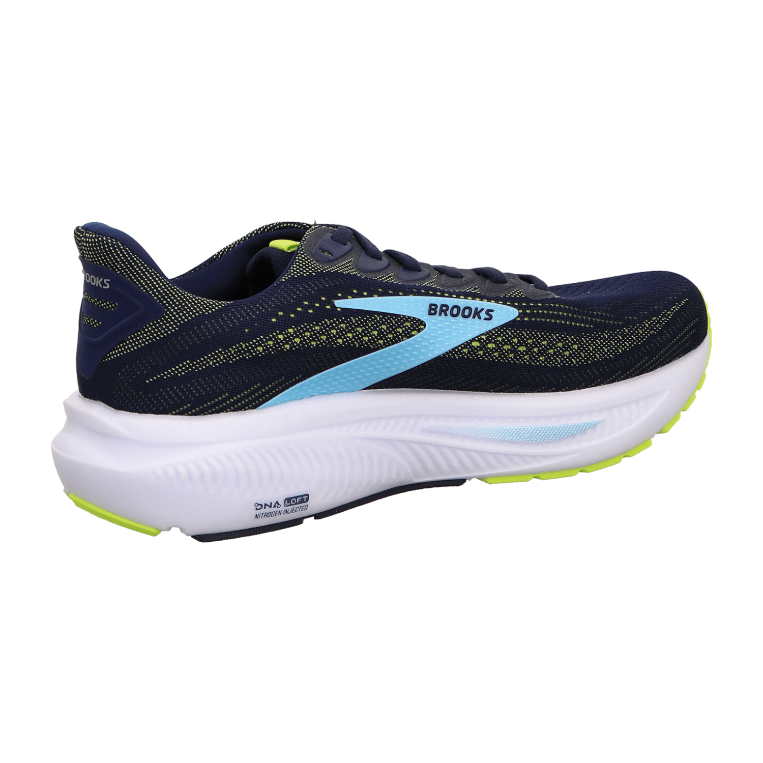 Brooks Ghost 17 Men's Running Shoes in Peacoat Lime Blue with Air Mesh