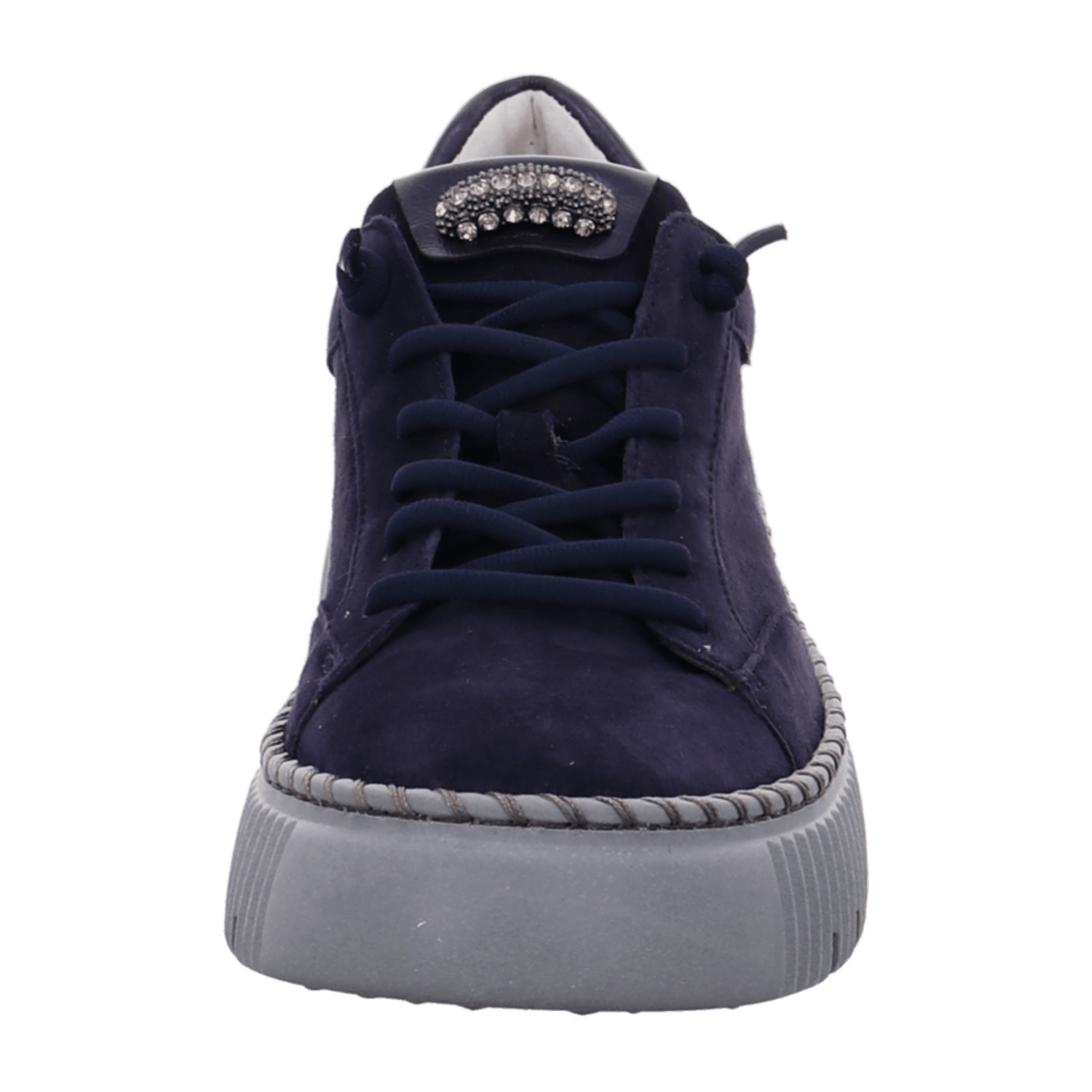 Gabor Women's Low-Top Sneakers - Blue Suede Lace-Up Comfort Shoes