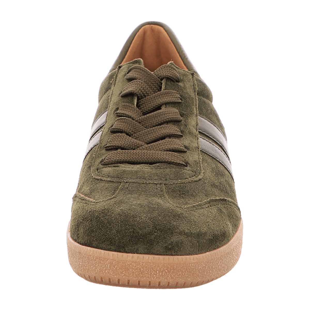 Gabor Women's Low-Top Sneakers Olive Suede Lace-Up Comfort Shoes