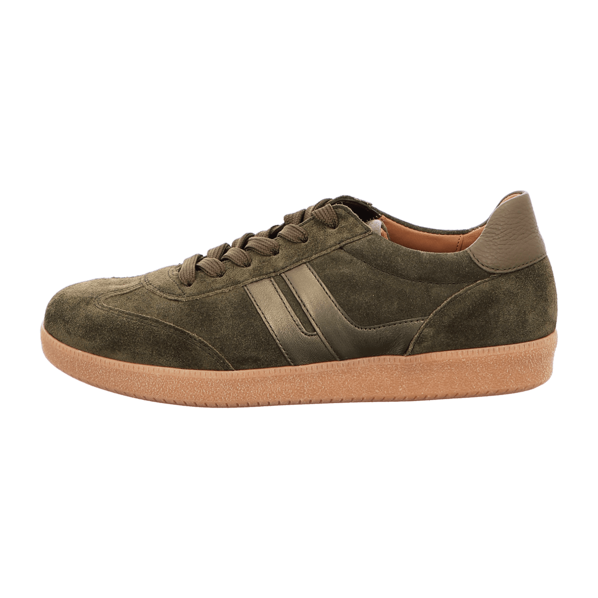 Gabor Women's Low-Top Sneakers Olive Suede Lace-Up Comfort Shoes