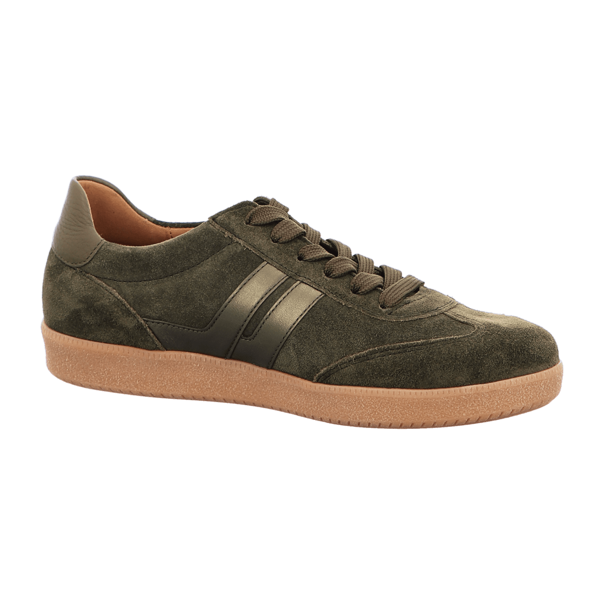 Gabor Women's Low-Top Sneakers Olive Suede Lace-Up Comfort Shoes