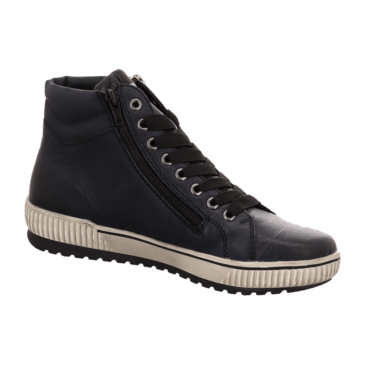Remonte Women's D0772 Ankle Boots Blue Leather - Water-Repellent Comfort