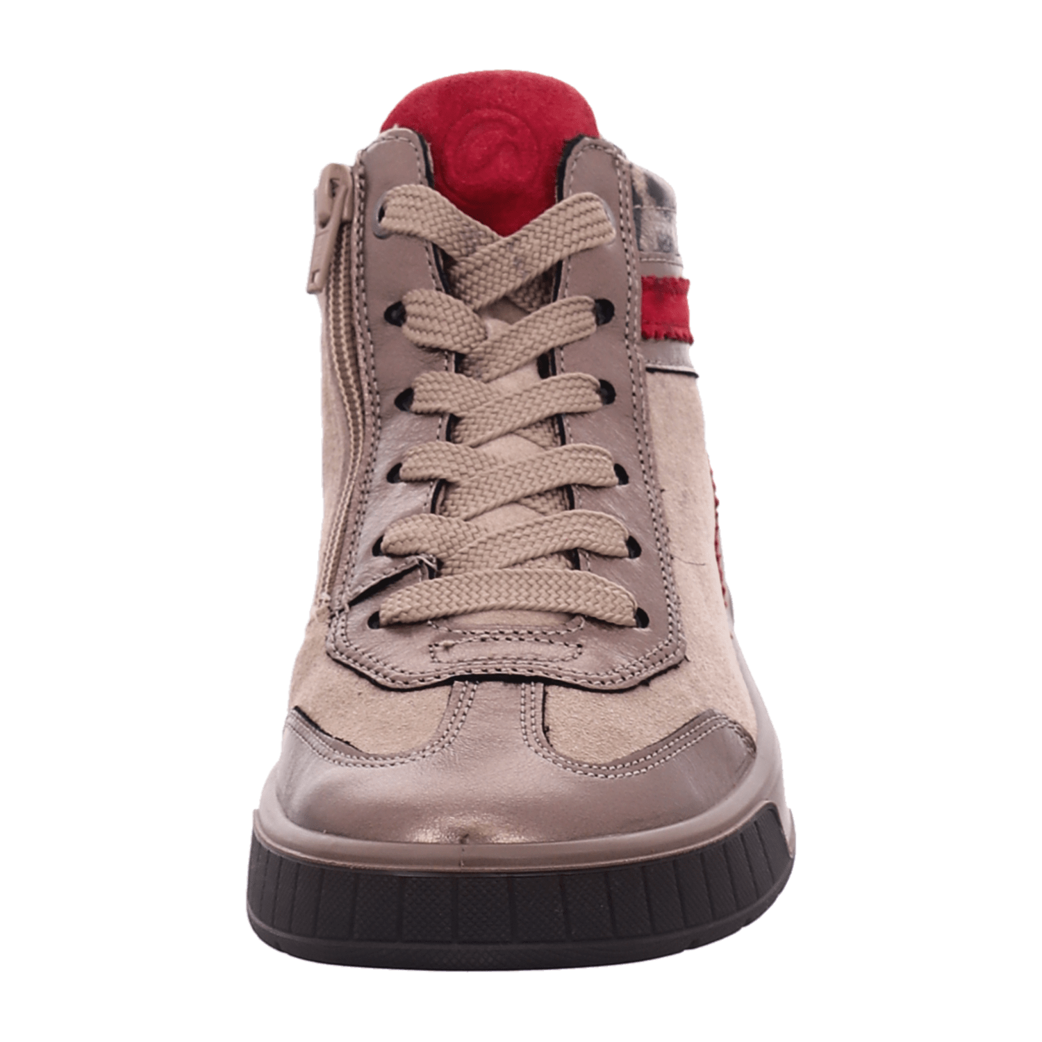ARA ROM Women's Velour Leather Sneakers in Beige with Lace-Up Closure