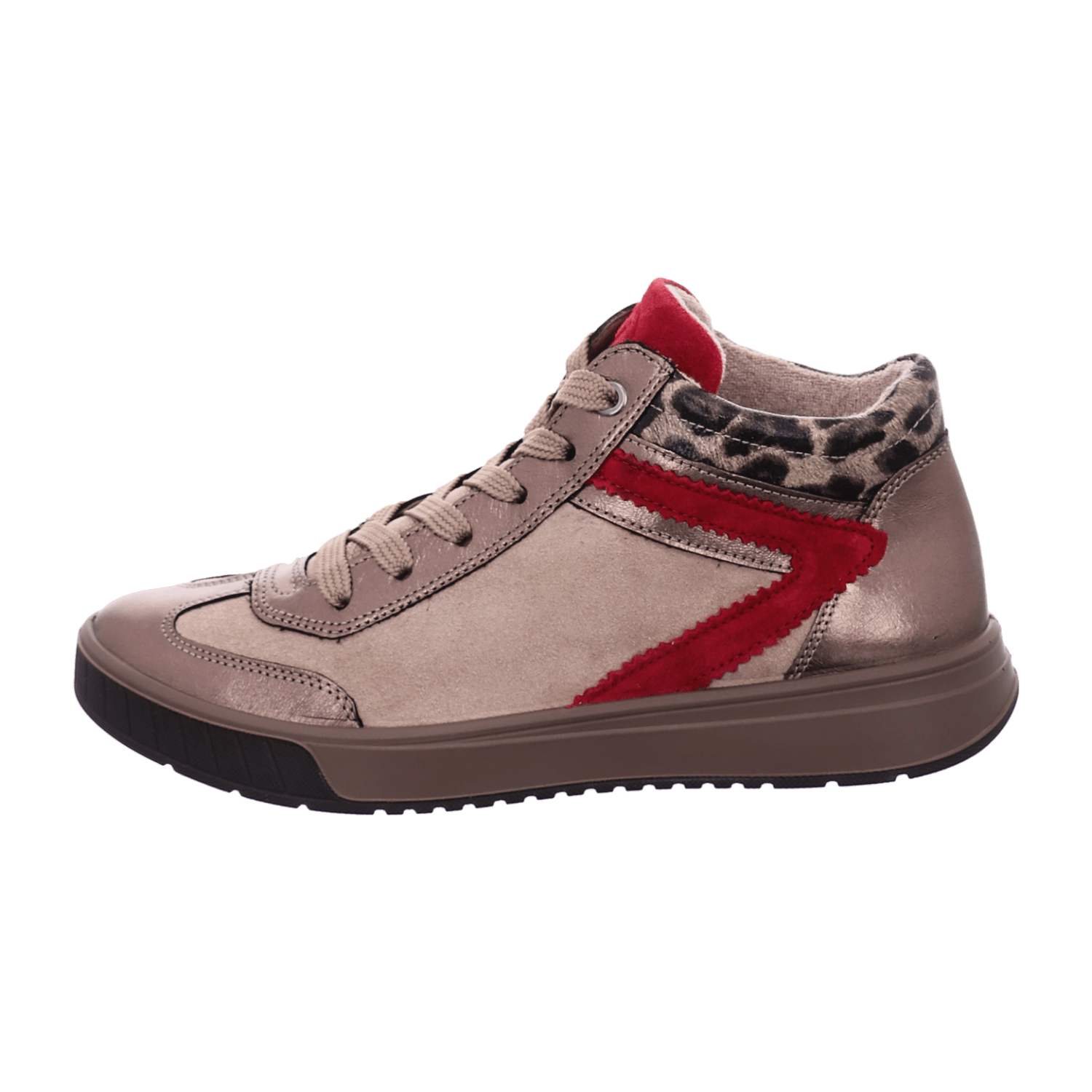 ARA ROM Women's Velour Leather Sneakers in Beige with Lace-Up Closure