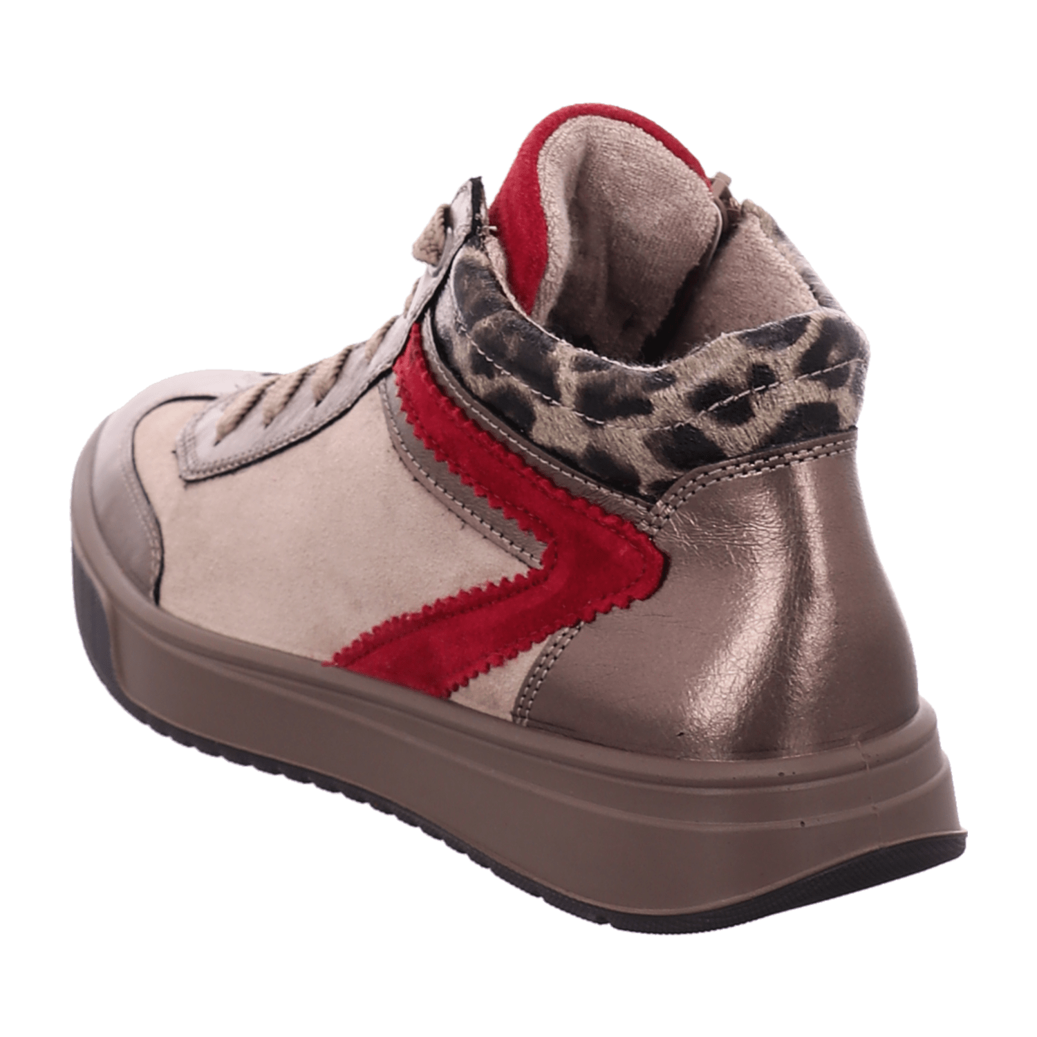 ARA ROM Women's Velour Leather Sneakers in Beige with Lace-Up Closure