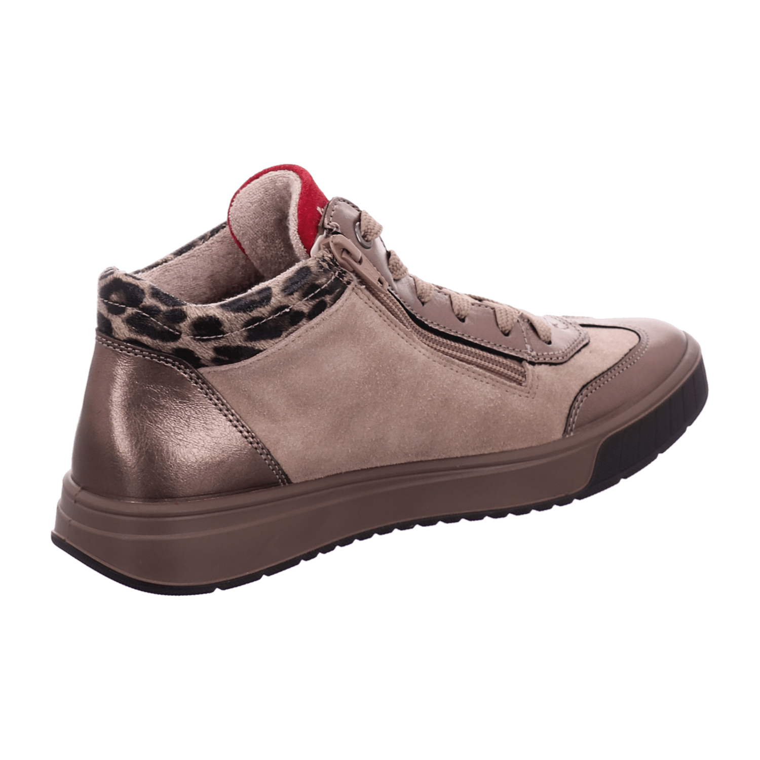 ARA ROM Women's Velour Leather Sneakers in Beige with Lace-Up Closure