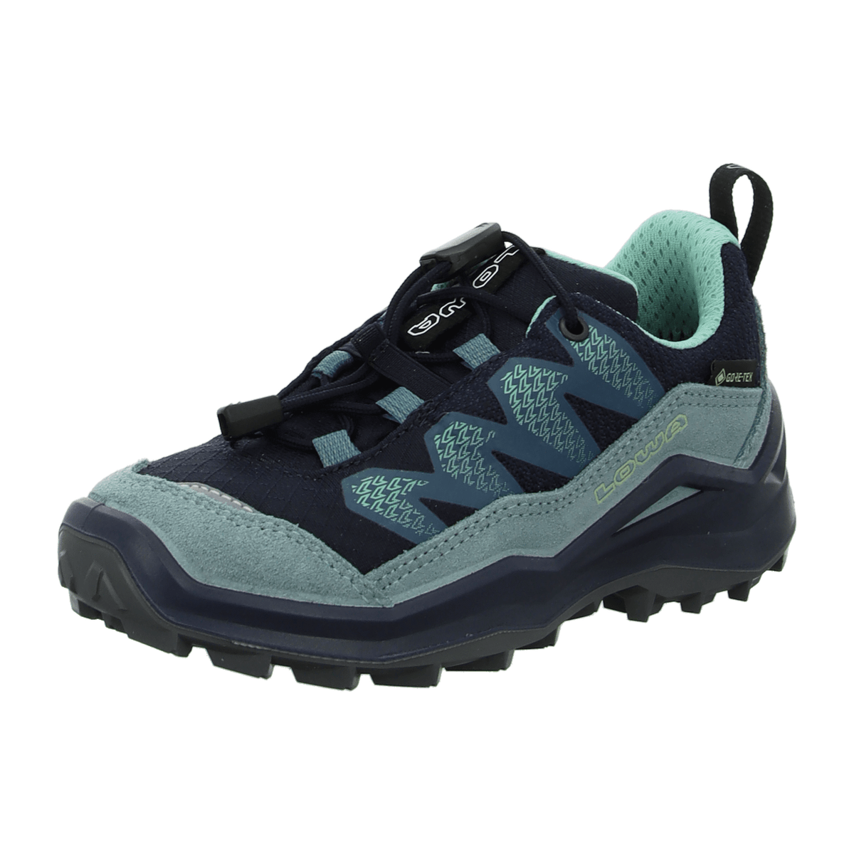 LOWA Maddox Pro GTX Lo JR Kids Hiking Shoes Navy Ice Blue Waterproof