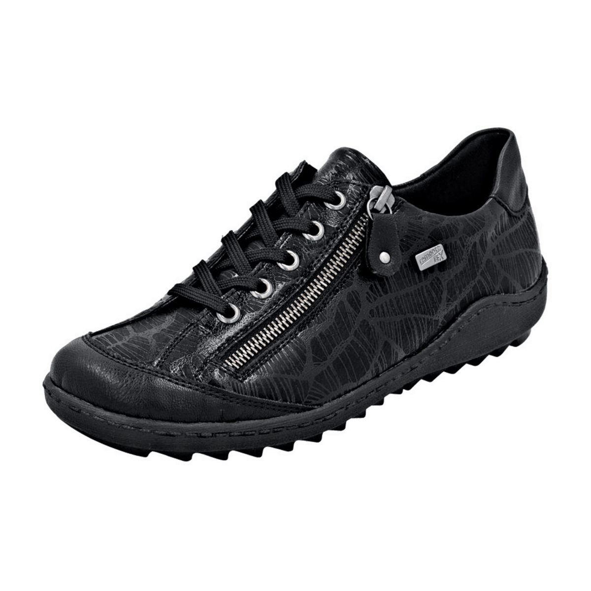 Remonte R1402-00 Women's Lace-Up Zip Shoes Black Water Resistant
