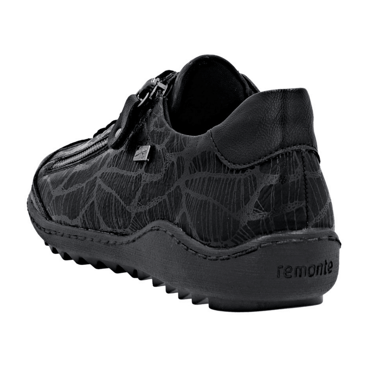 Remonte R1402-00 Women's Lace-Up Zip Shoes Black Water Resistant