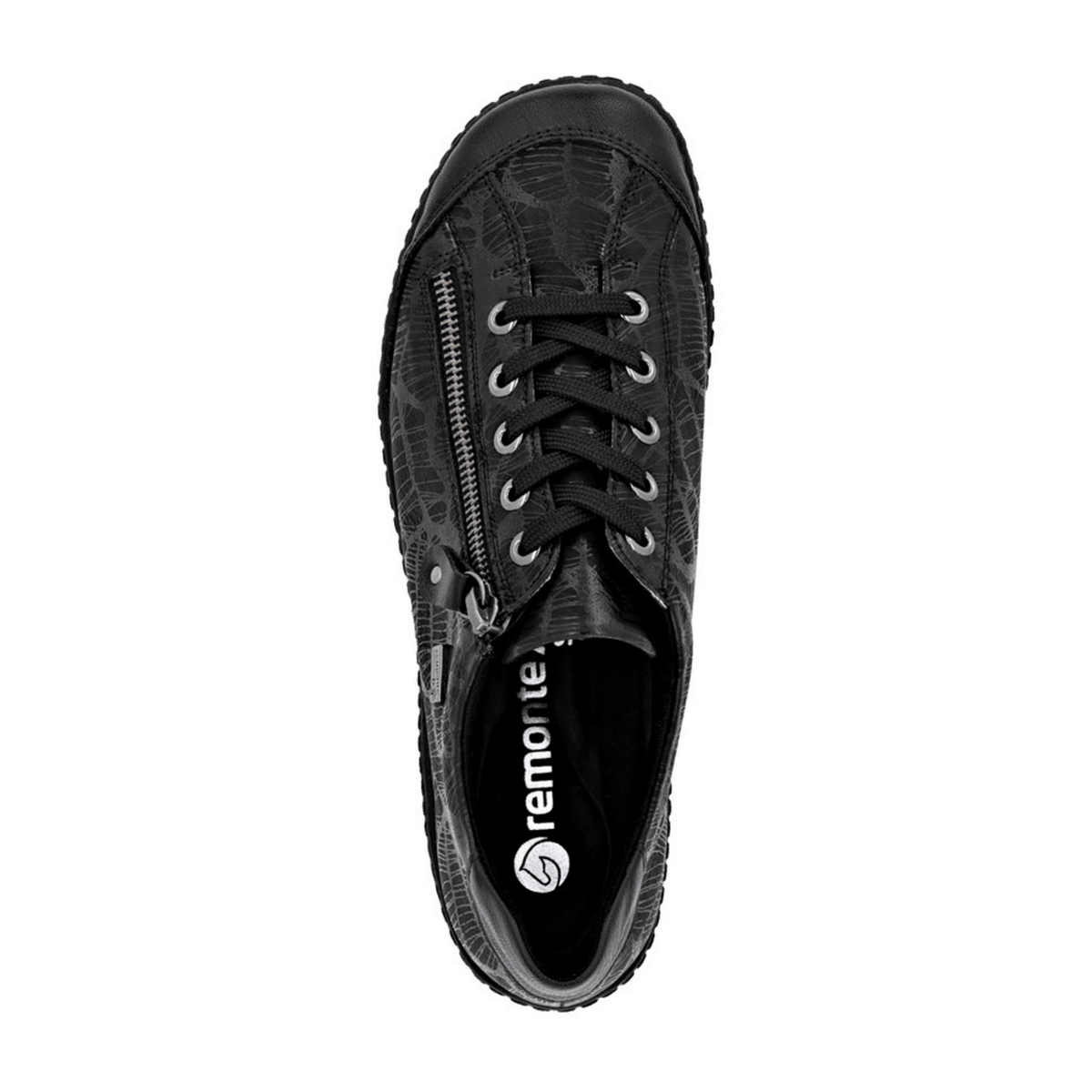 Remonte R1402-00 Women's Lace-Up Zip Shoes Black Water Resistant
