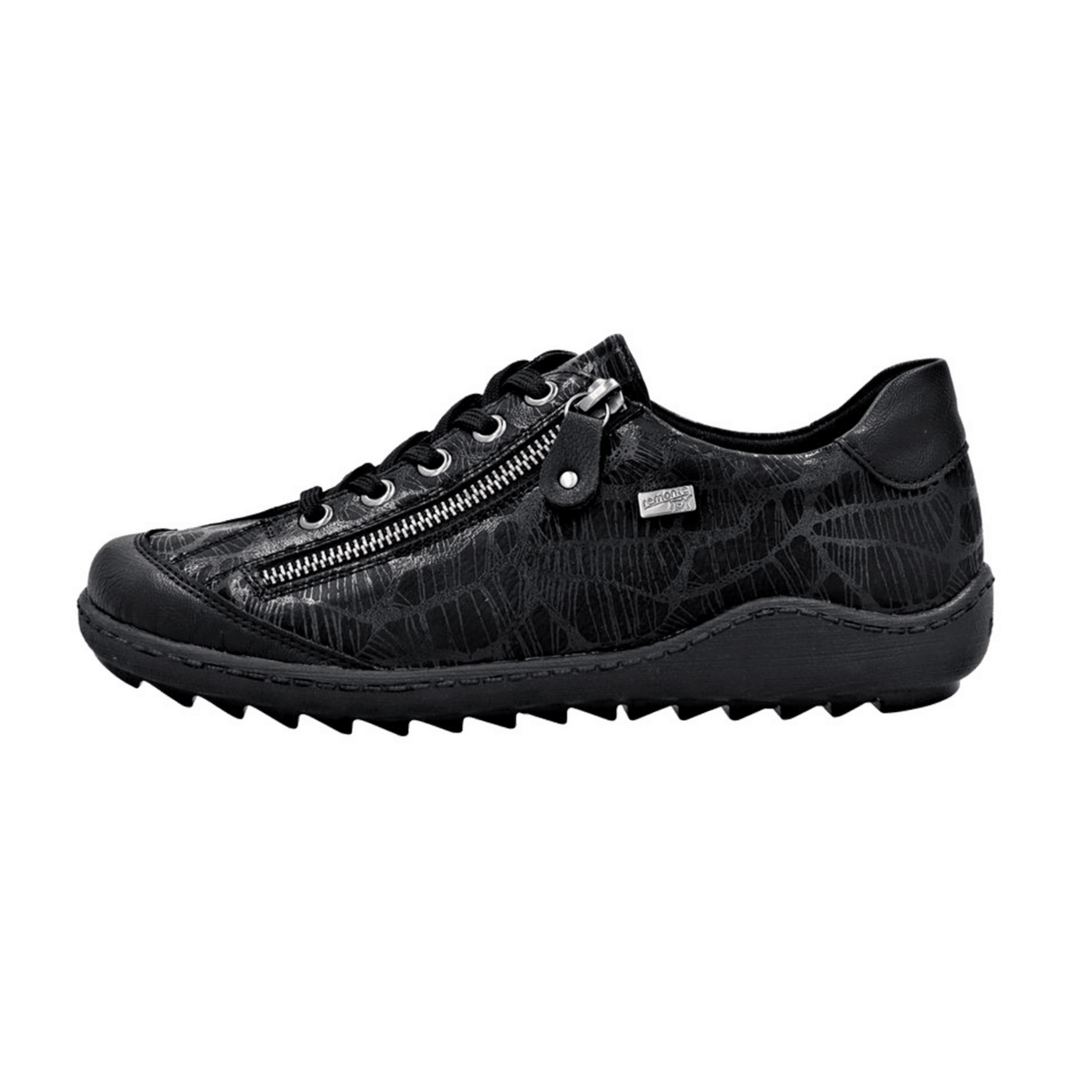 Remonte R1402-00 Women's Lace-Up Zip Shoes Black Water Resistant