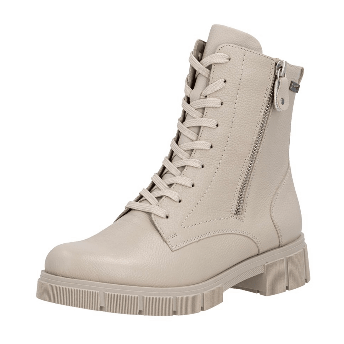 Remonte Women's Beige Leather Lace-Up Boots with Tex Membrane