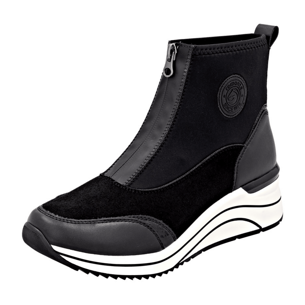 Remonte Women's High-Top Trainers Black Leather with Removable Insole