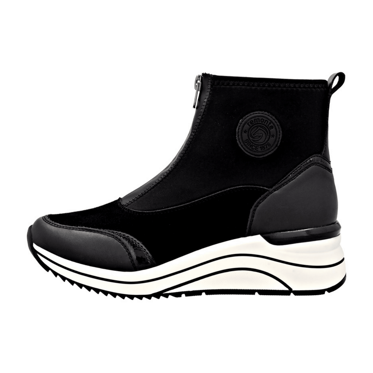 Remonte Women's High-Top Trainers Black Leather with Removable Insole