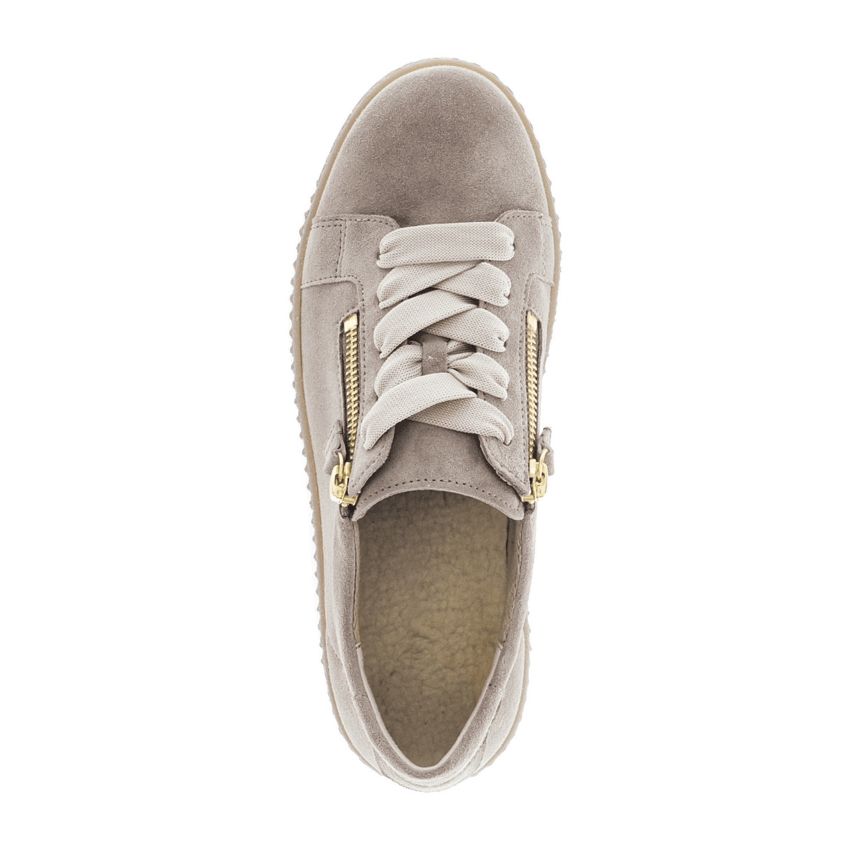 Gabor Women's Low-Top Sneakers - Warm Lined Suede Shoes Silk Gold