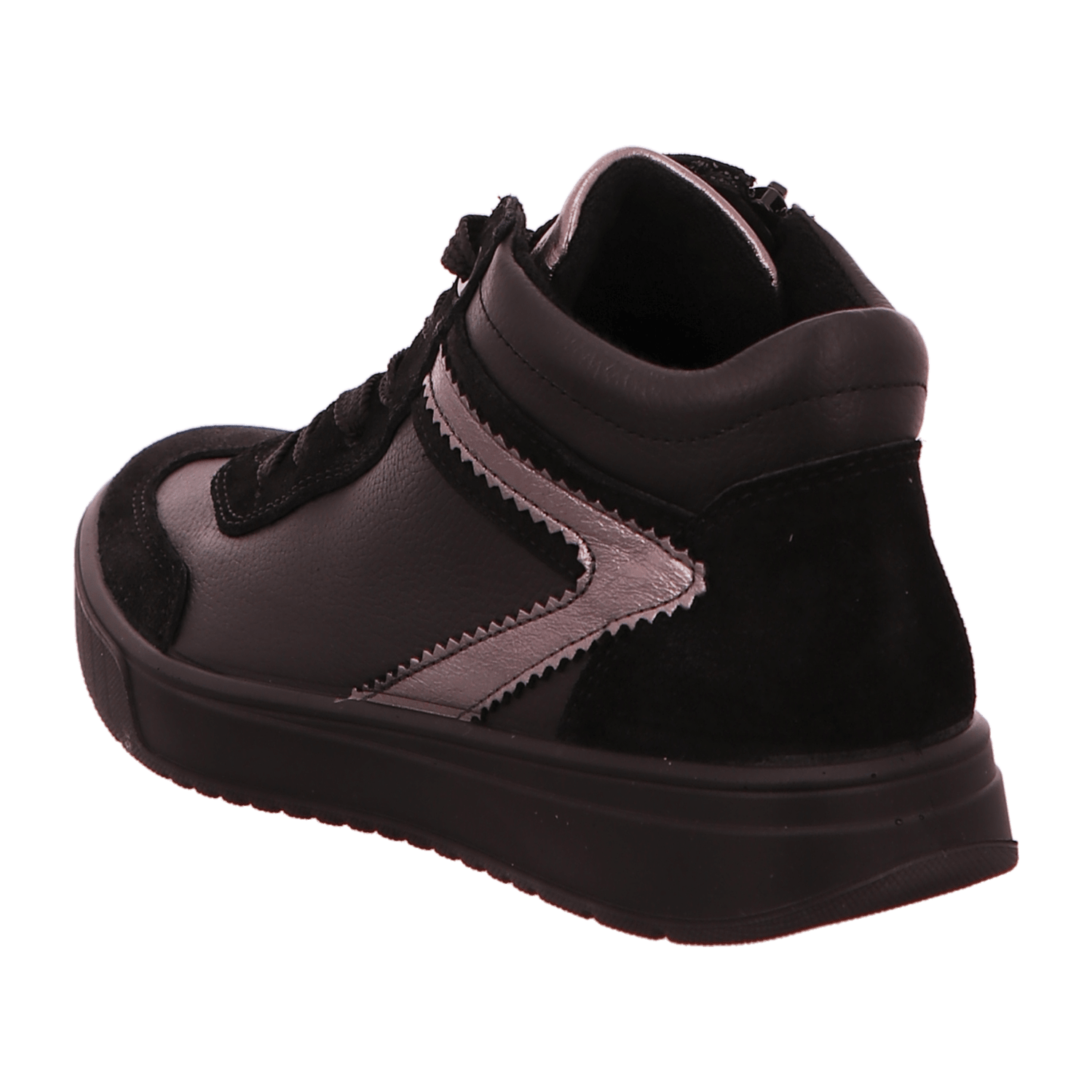 ARA ROM 2.0 Women's Sneakers in Smooth Leather, Black with Lace-Up Closure