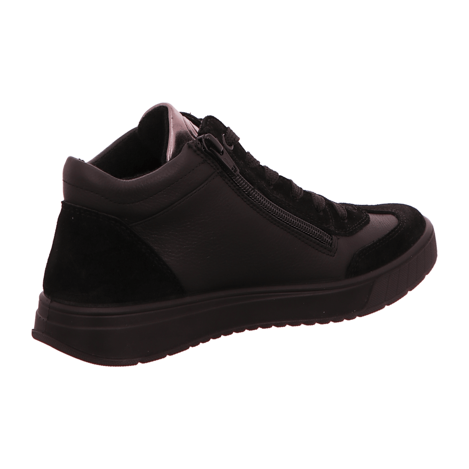 ARA ROM 2.0 Women's Sneakers in Smooth Leather, Black with Lace-Up Closure