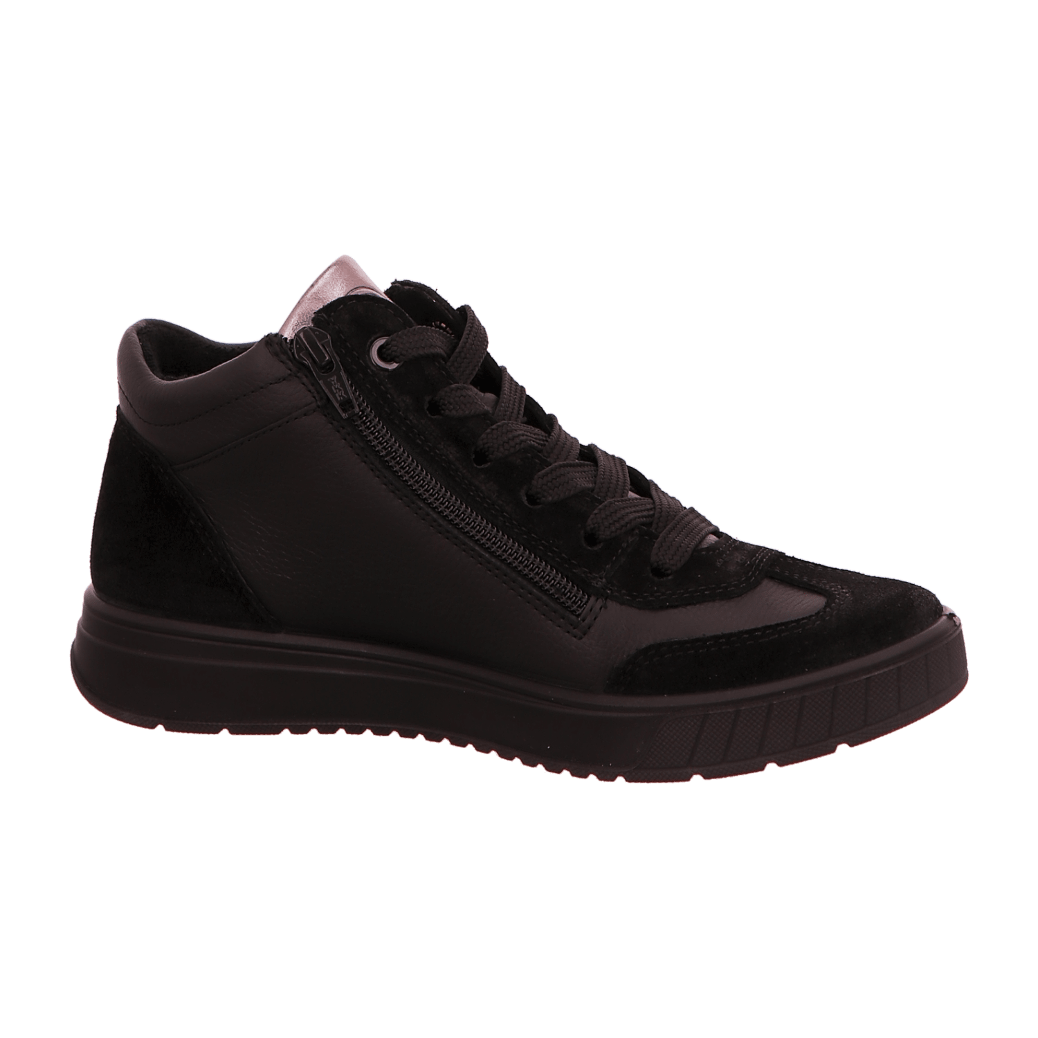 ARA ROM 2.0 Women's Sneakers in Smooth Leather, Black with Lace-Up Closure