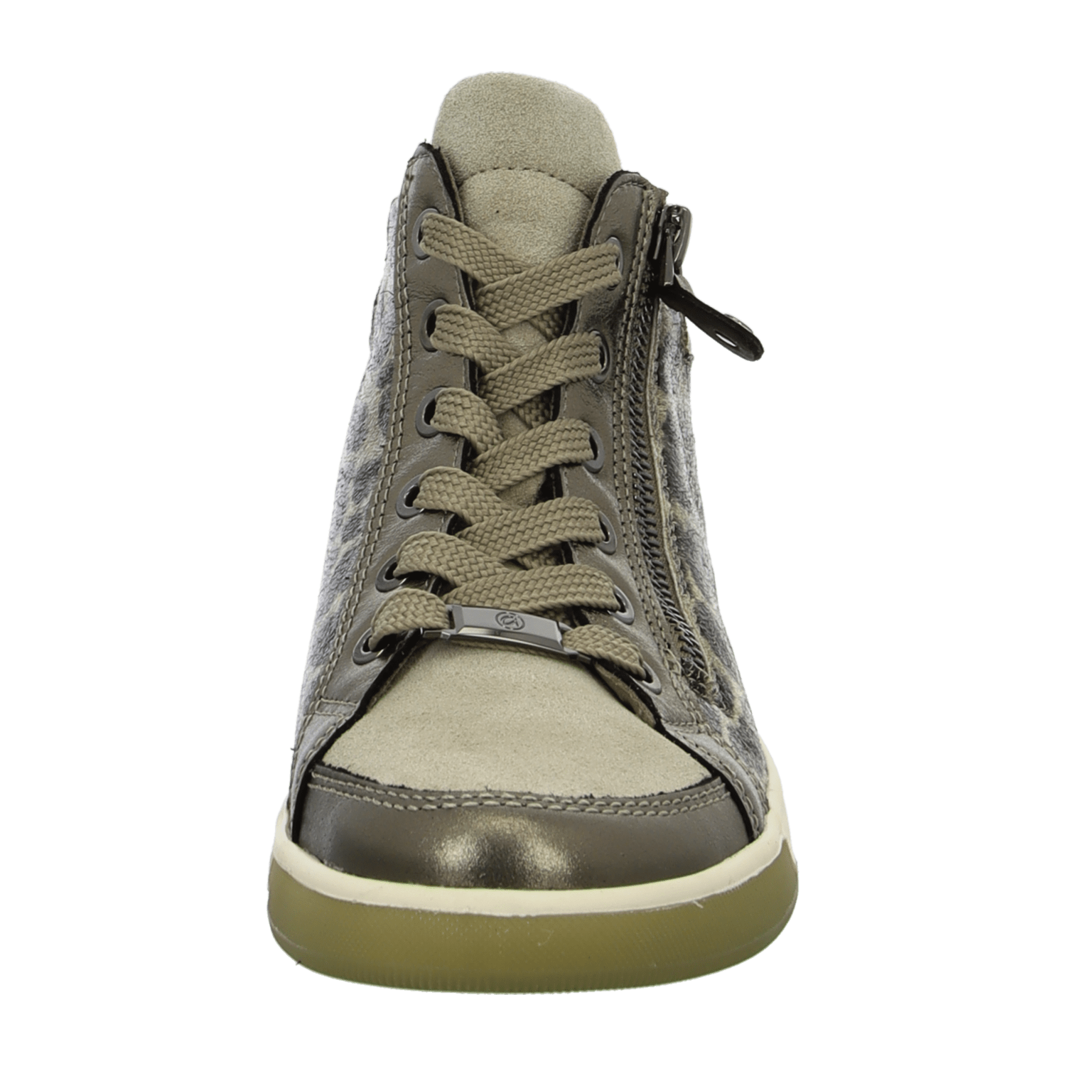 ARA High Top LeoBronze Women's Sneaker in Animal Print Smooth Leather with Lace-Up Closure