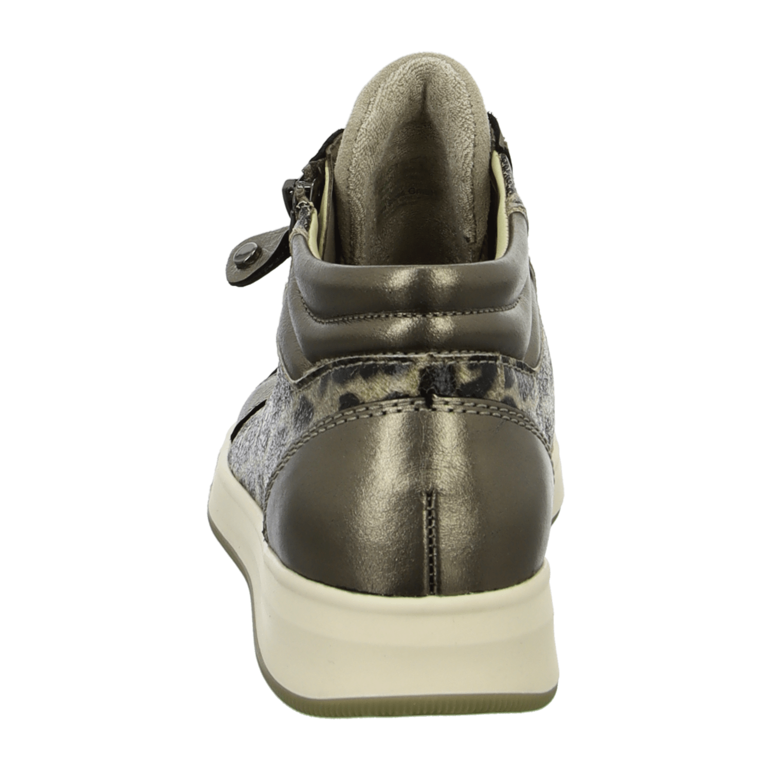 ARA High Top LeoBronze Women's Sneaker in Animal Print Smooth Leather with Lace-Up Closure