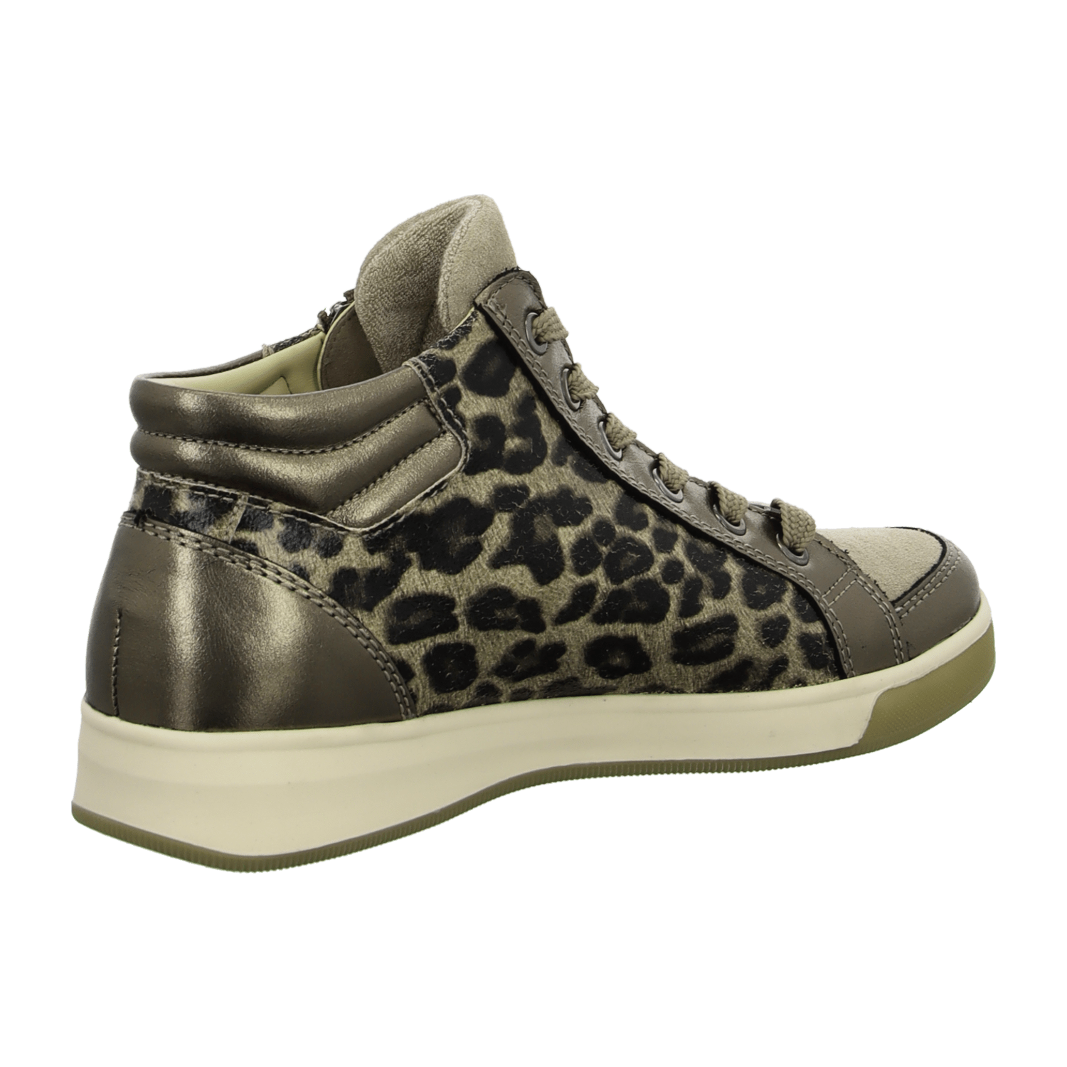 ARA High Top LeoBronze Women's Sneaker in Animal Print Smooth Leather with Lace-Up Closure