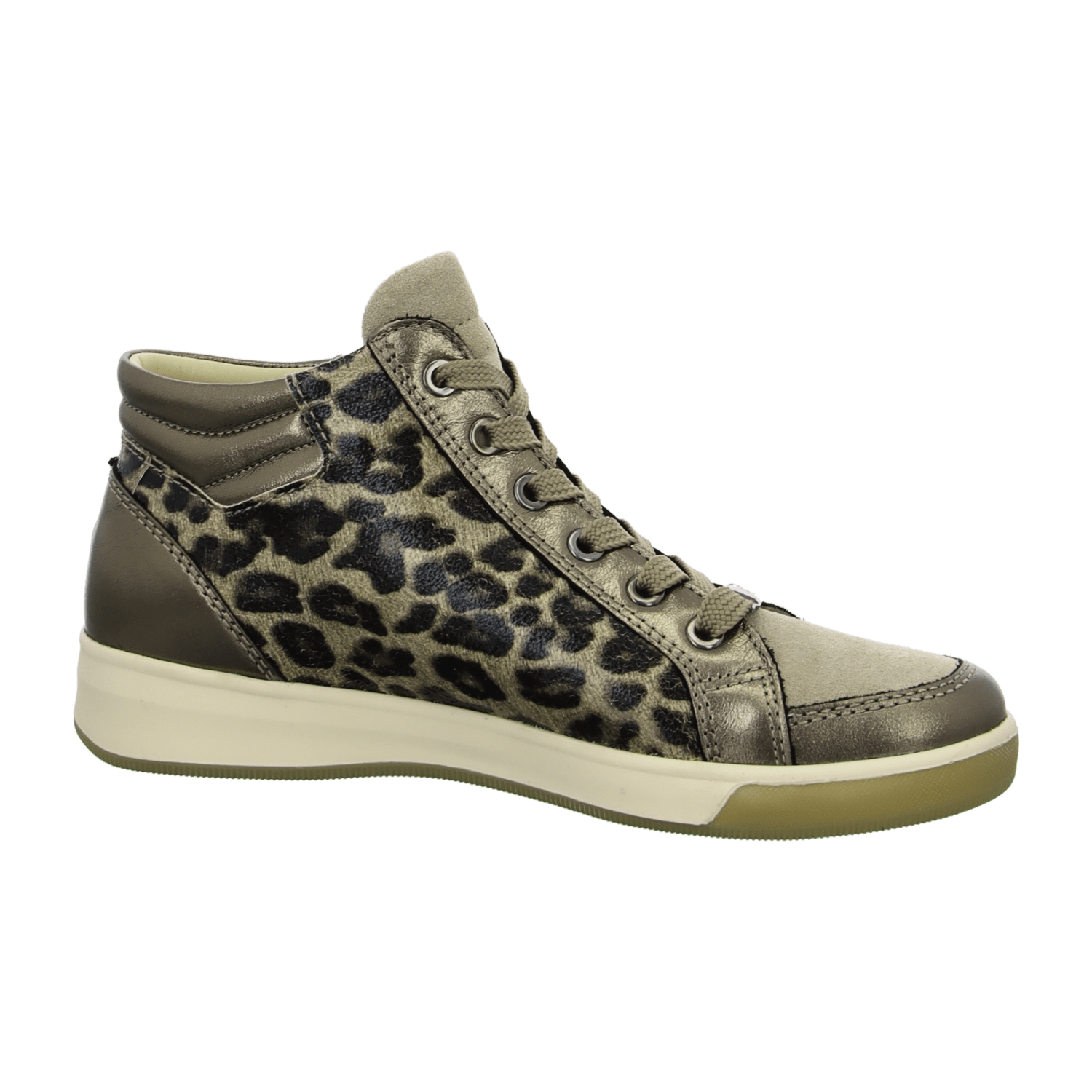 ARA High Top LeoBronze Women's Sneaker in Animal Print Smooth Leather with Lace-Up Closure