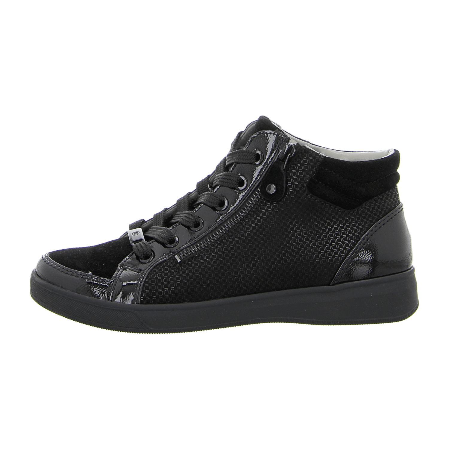 ARA ROM Women's Sneakers in Black Smooth Leather with Lace-Up Closure and Polyurethane Sole