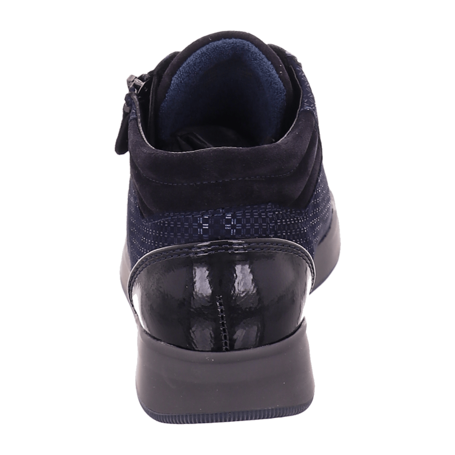 ARA Rom Mid Sneaker Women's Shoes Blue Patterned Patent Smooth Leather Lacing Round Toe