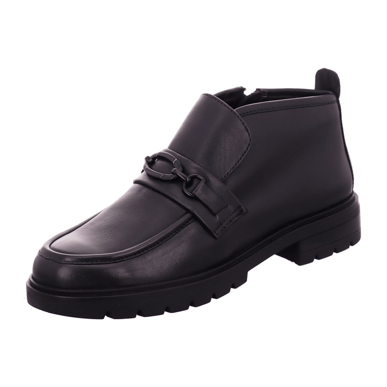 ARA Cambridge Women's Ankle Boot in Black Smooth Leather with Zipper and Round Toe