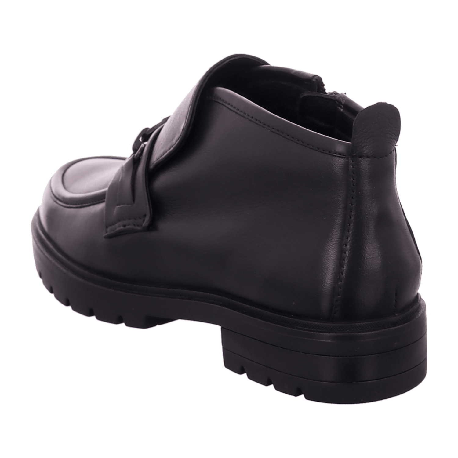 ARA Cambridge Women's Ankle Boot in Black Smooth Leather with Zipper and Round Toe