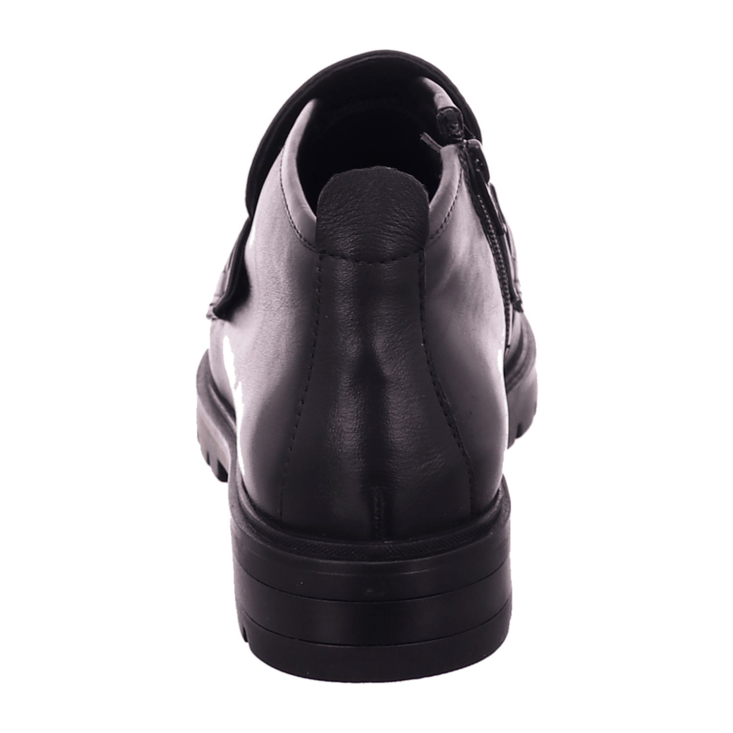 ARA Cambridge Women's Ankle Boot in Black Smooth Leather with Zipper and Round Toe