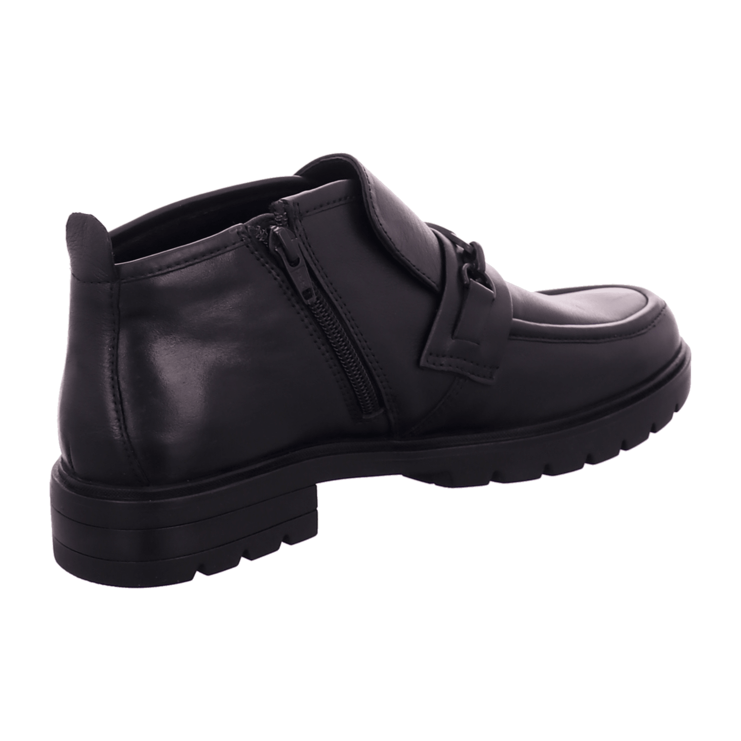 ARA Cambridge Women's Ankle Boot in Black Smooth Leather with Zipper and Round Toe