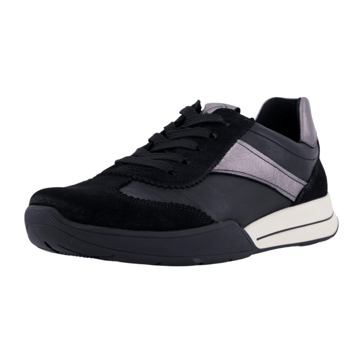 ARA Monza Women's Sneakers in Black Smooth Leather with Lace-Up Closure