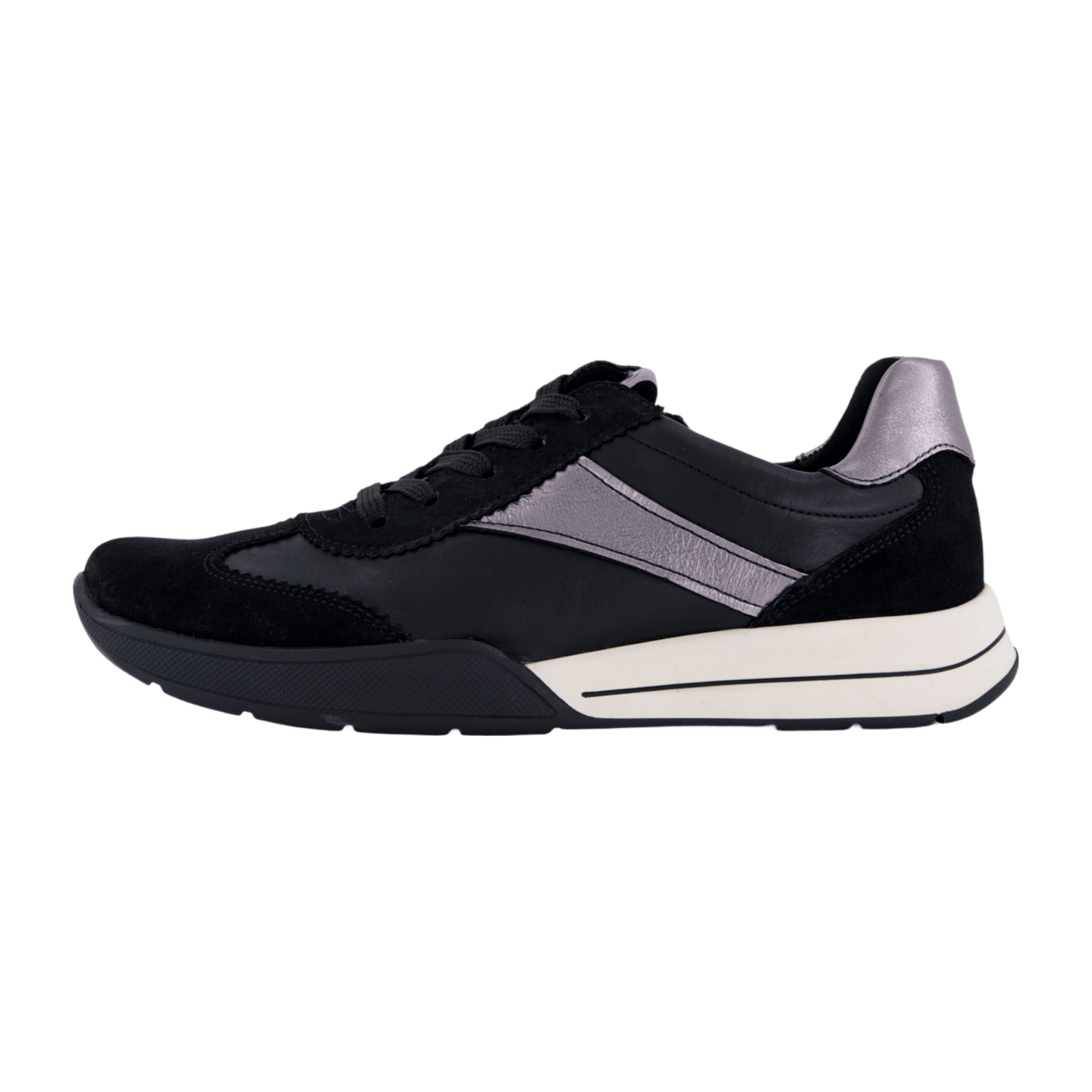 ARA Monza Women's Sneakers in Black Smooth Leather with Lace-Up Closure