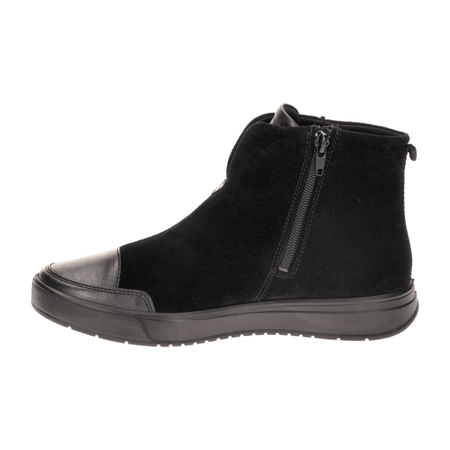 ARA Rom Women's Nubuck Leather Ankle Boots with Zipper Classic Black