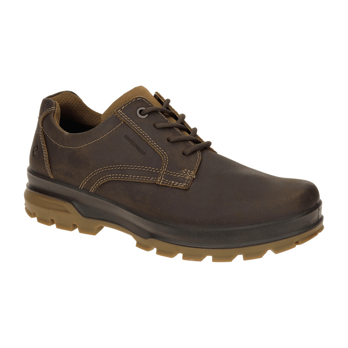 ECCO Men's Rugged Track Waterproof Leather Trekking Shoes Brown
