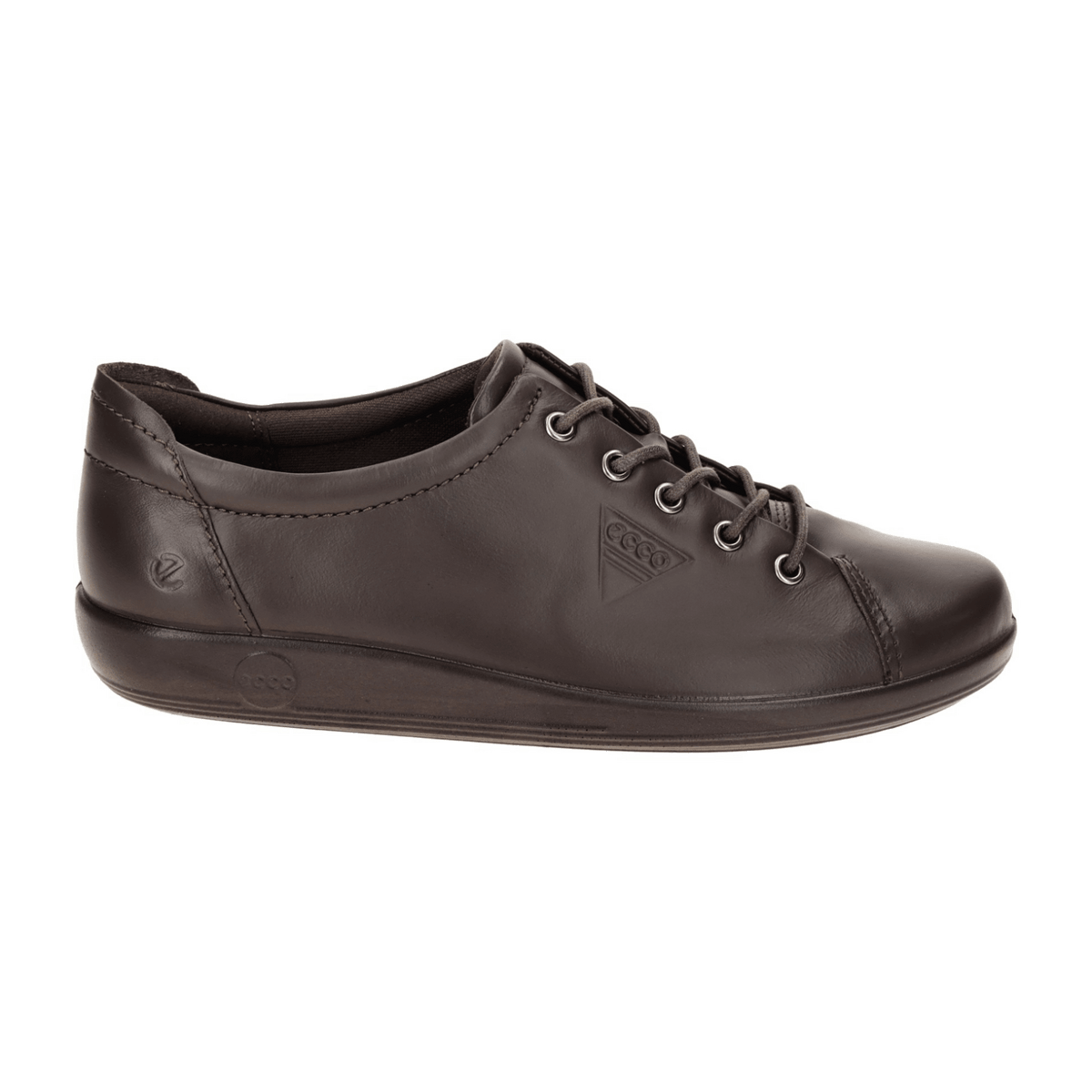 ECCO Soft 2.0 Women's Lace-Up Sneakers Brown Leather Comfort Shoes
