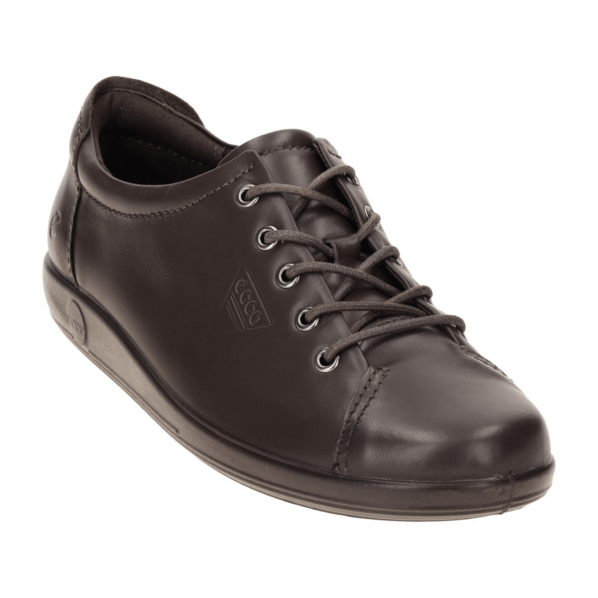 ECCO Soft 2.0 Women's Lace-Up Sneakers Brown Leather Comfort Shoes