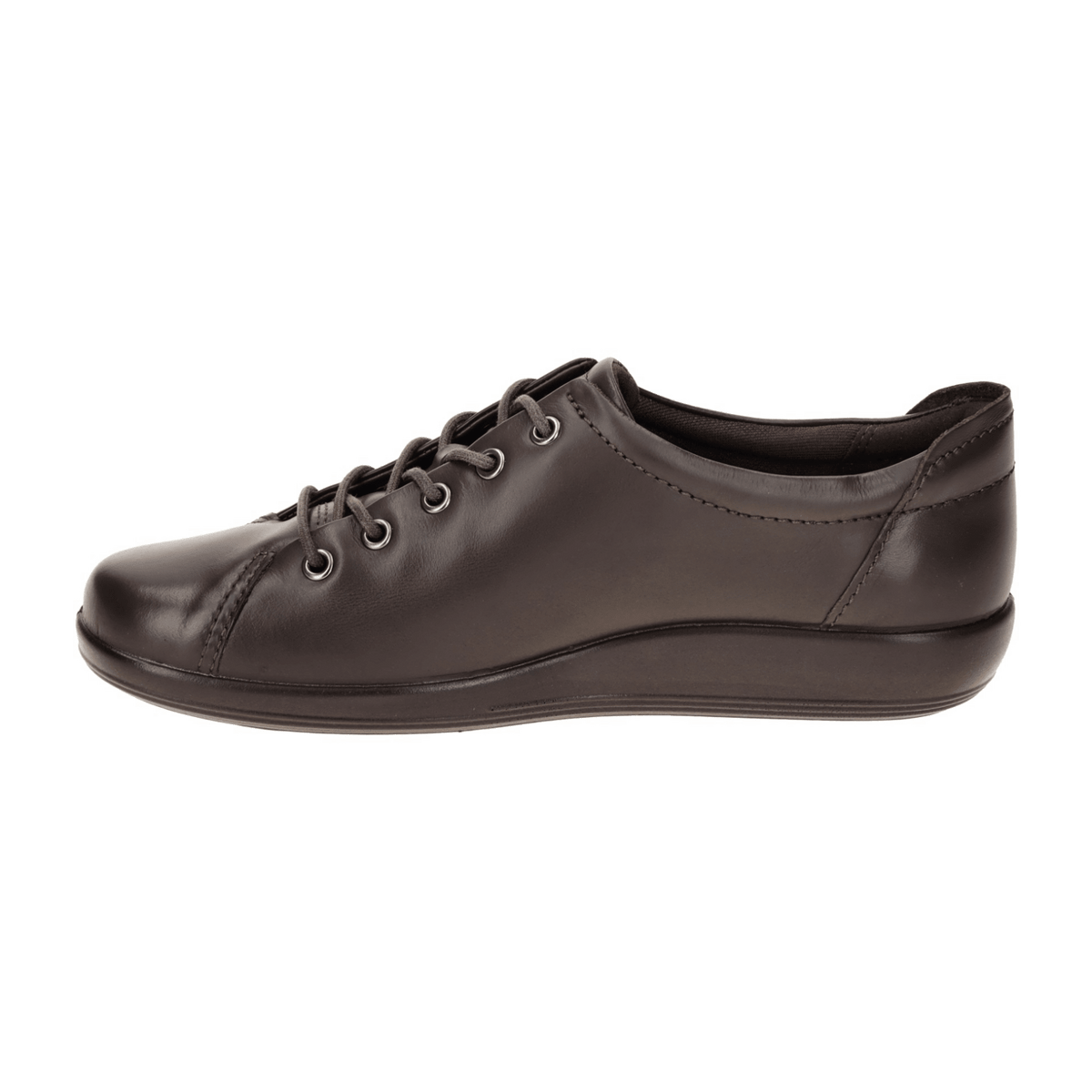 ECCO Soft 2.0 Women's Lace-Up Sneakers Brown Leather Comfort Shoes