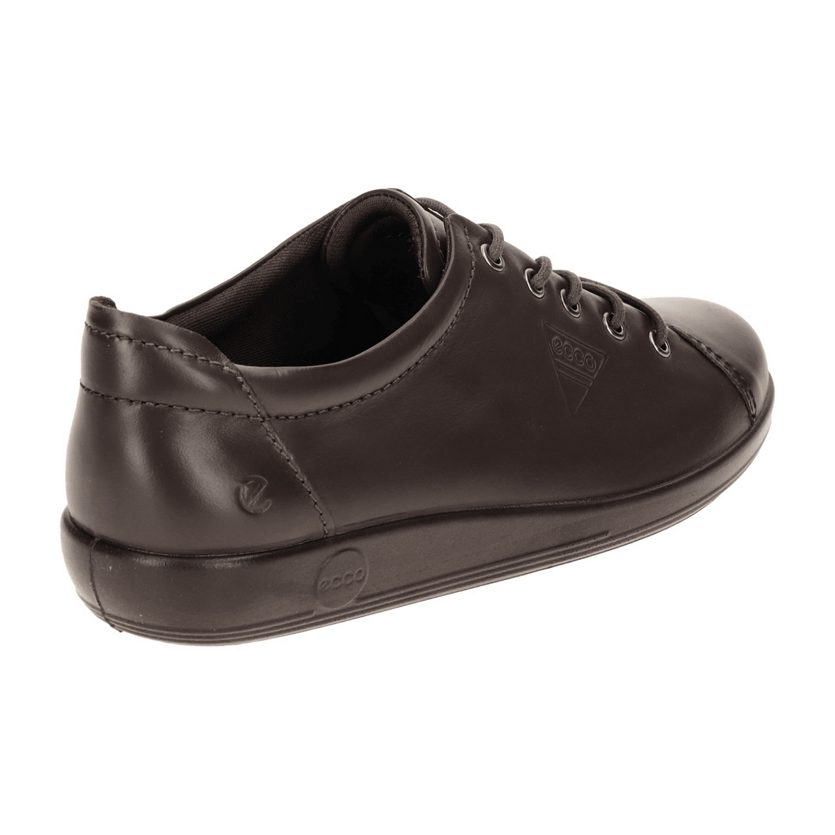 ECCO Soft 2.0 Women's Lace-Up Sneakers Brown Leather Comfort Shoes