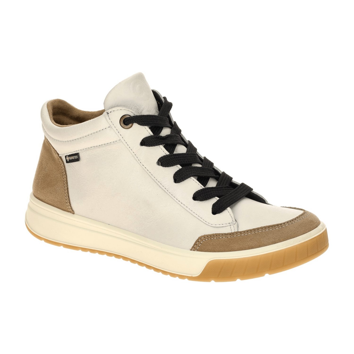 ARA Rom Women's Mid-Top Leather Sneakers in White with GORE-TEX Lacing