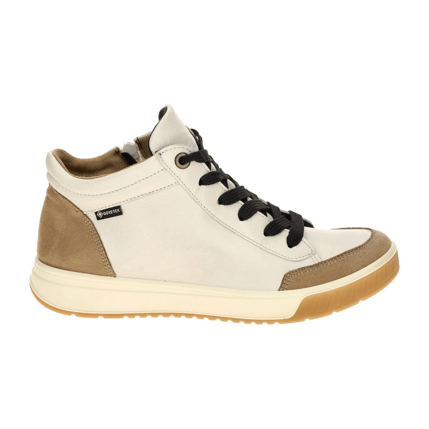 ARA Rom Women's Mid-Top Leather Sneakers in White with GORE-TEX Lacing