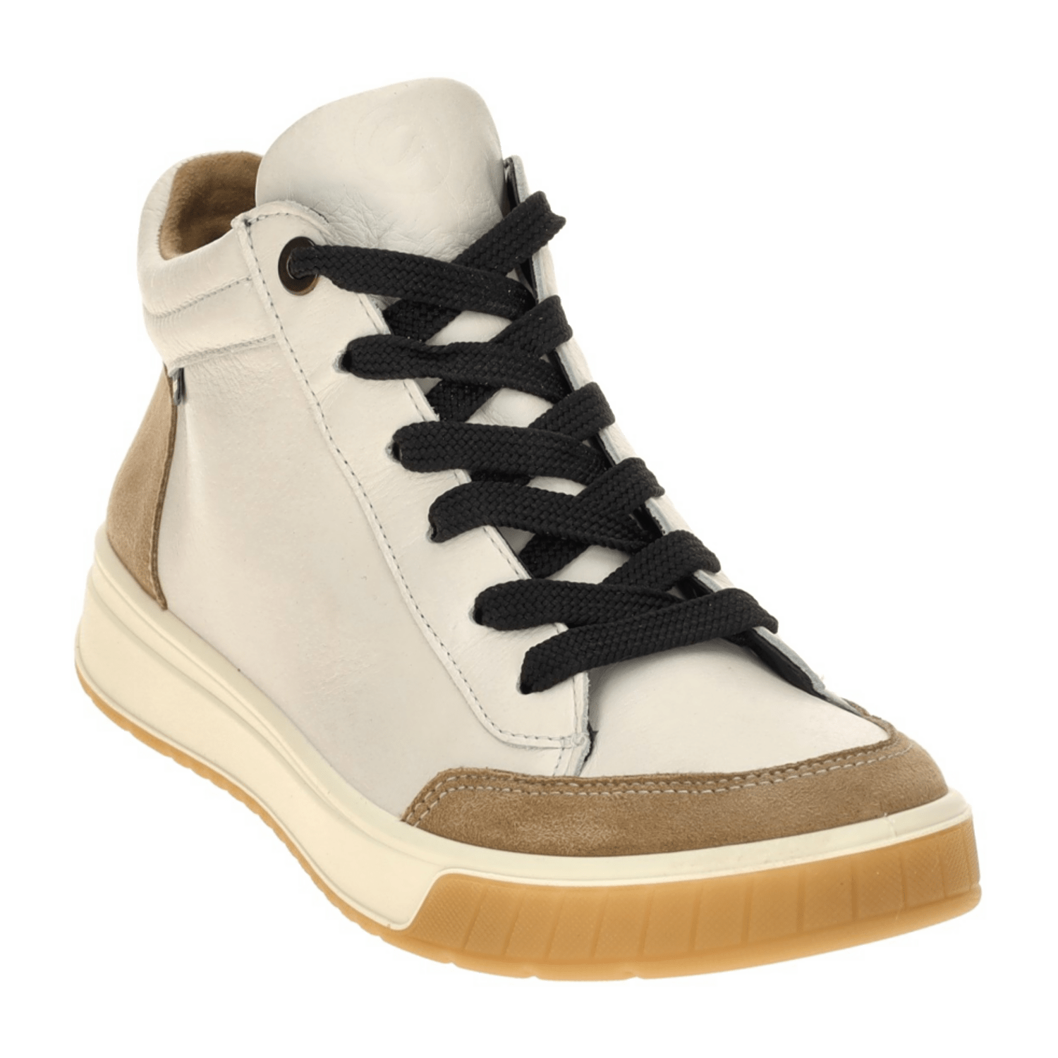 ARA Rom Women's Mid-Top Leather Sneakers in White with GORE-TEX Lacing