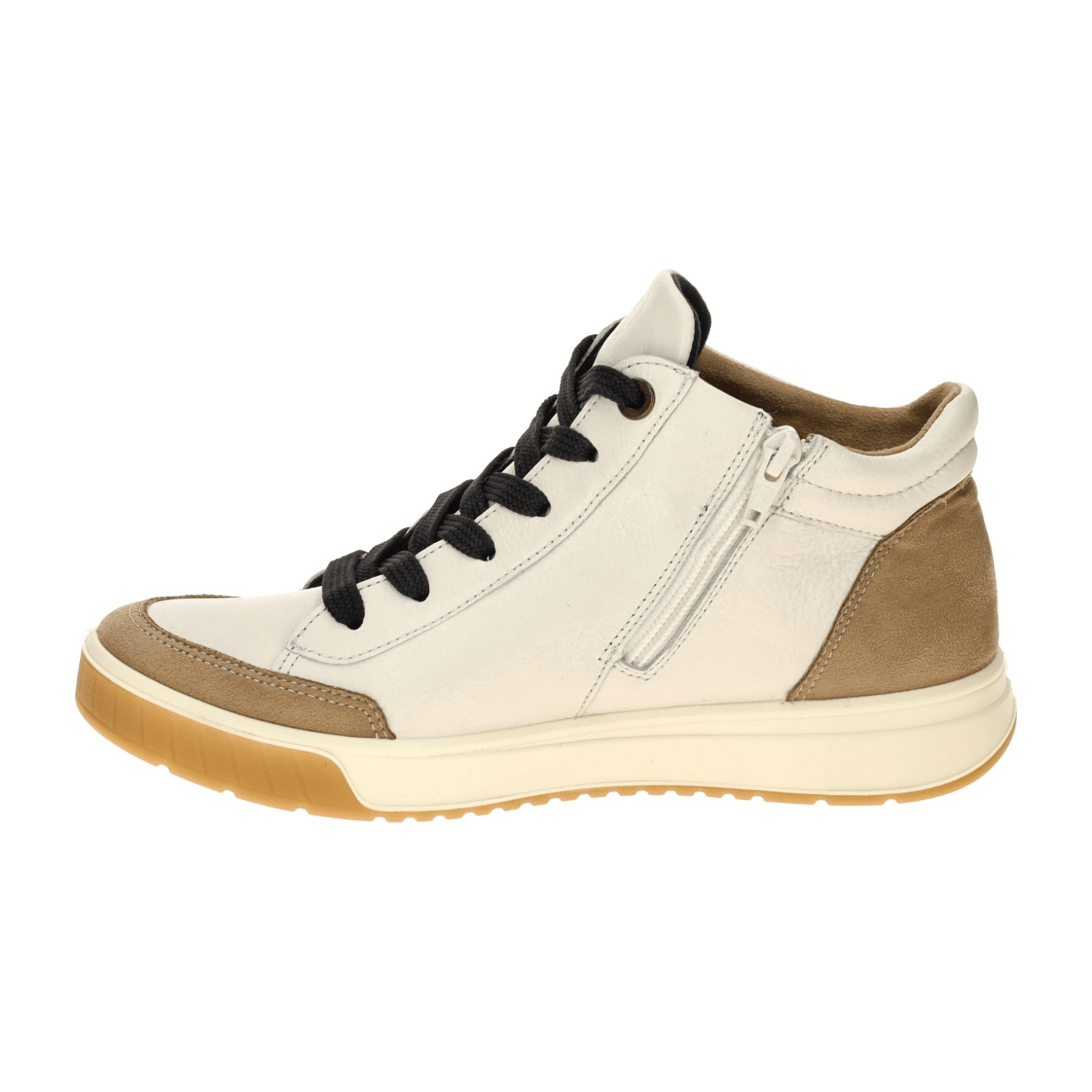 ARA Rom Women's Mid-Top Leather Sneakers in White with GORE-TEX Lacing