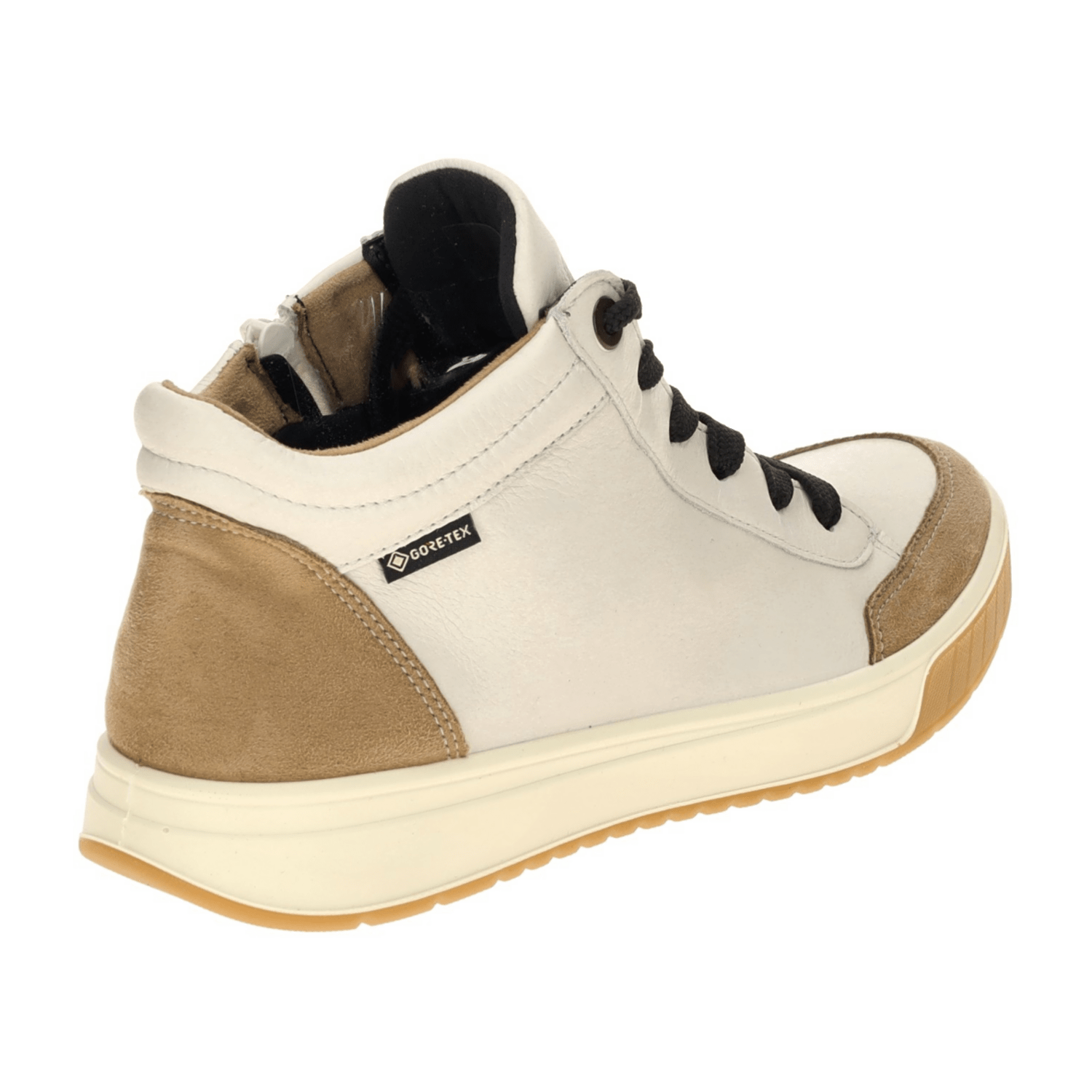 ARA Rom Women's Mid-Top Leather Sneakers in White with GORE-TEX Lacing
